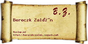 Bereczk Zalán névjegykártya